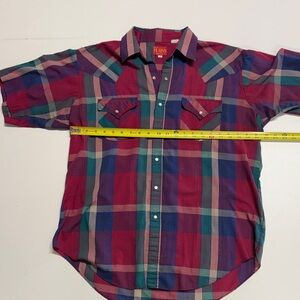 Plaid Casual Button Down Shirt in Red and Blue